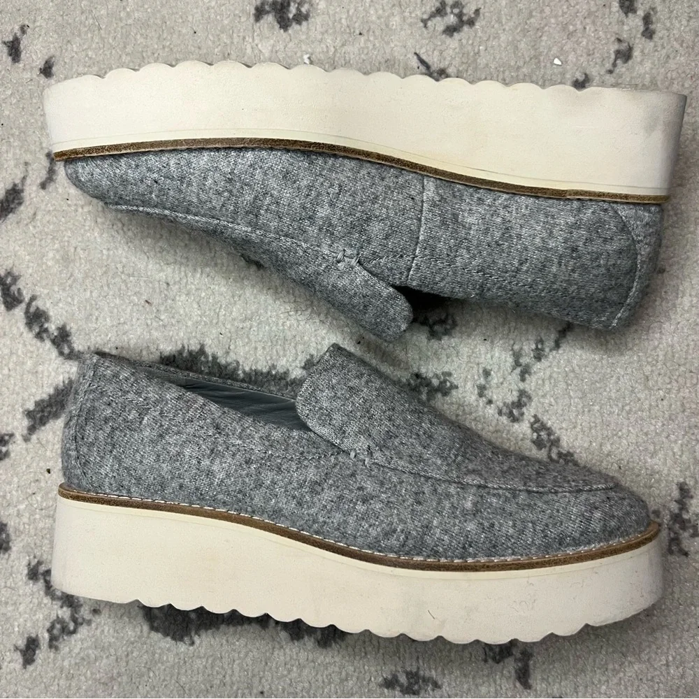 VINCE Zeta Grey Flannel Platform Oxford Loafers